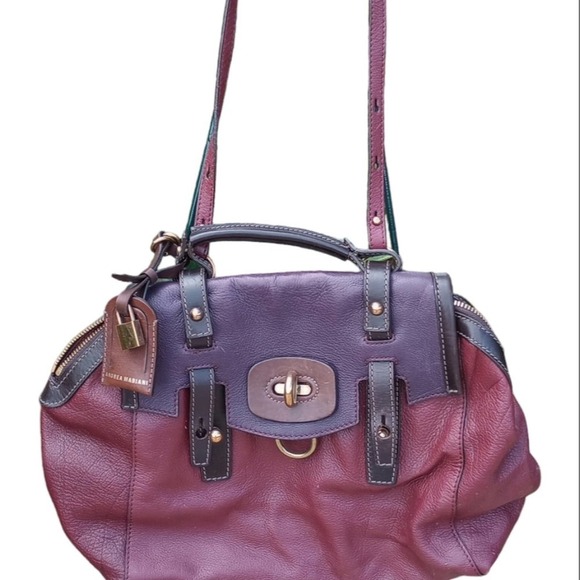 Andrea Mabinai Shoulder Bag Two tone Brown n Burgundy Deep Red Pristine EUC - Picture 6 of 12